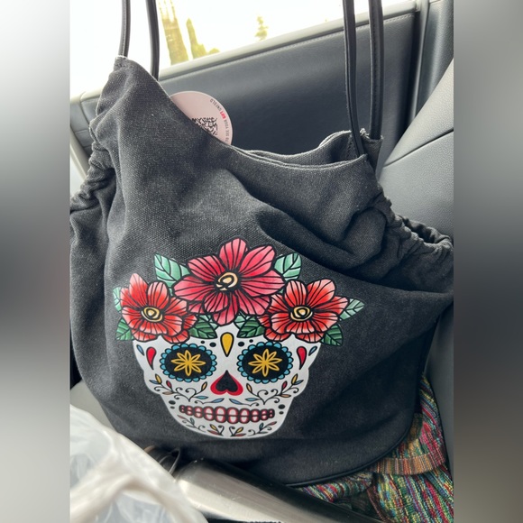 NWT MOST Wanted USA SugarSkull Black Canvas Bag - Picture 7 of 7